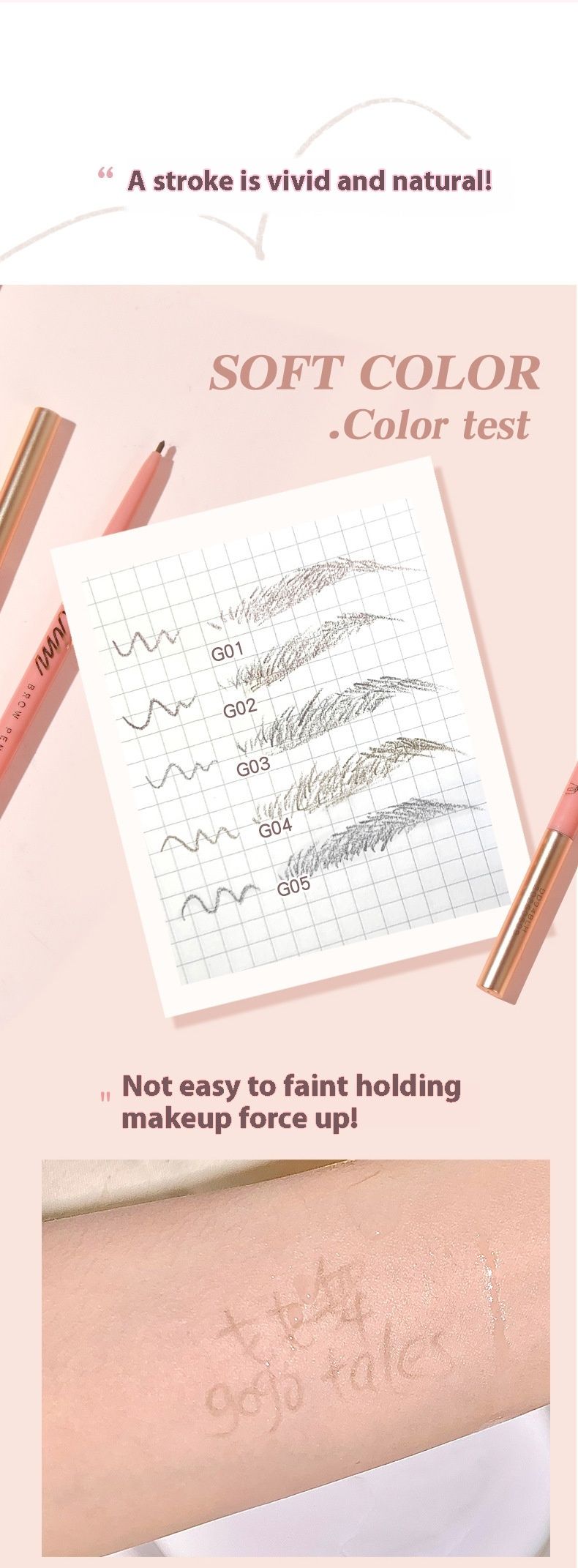 GTALES GOGO Dance Velvet Mist Stylo à sourcils à tête fine pour débutants, double imperméable, résistant à la transpiration et anti-taches_voghion.com