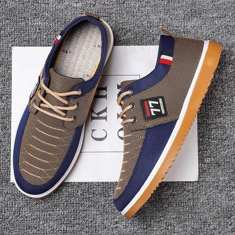 Men's Casual Canvas Shoes - Breathable Round-Toe Sneakers For Work & Daily Wear, Lightweight Slip-Resistant Rubber Sole, Sizes 39-44_voghion.com