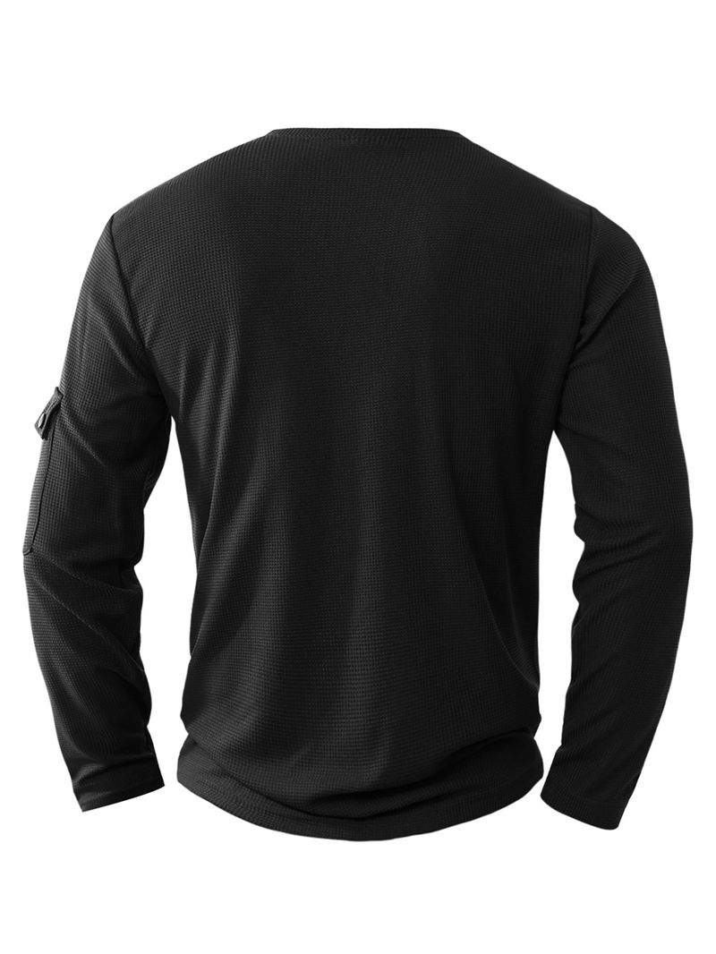 Maglietta da uomo a due pezzi, a doppio strato, con scollo a V, stile autunnale e invernale, con cuciture di grandi dimensioni, a maniche lunghe._voghion.com