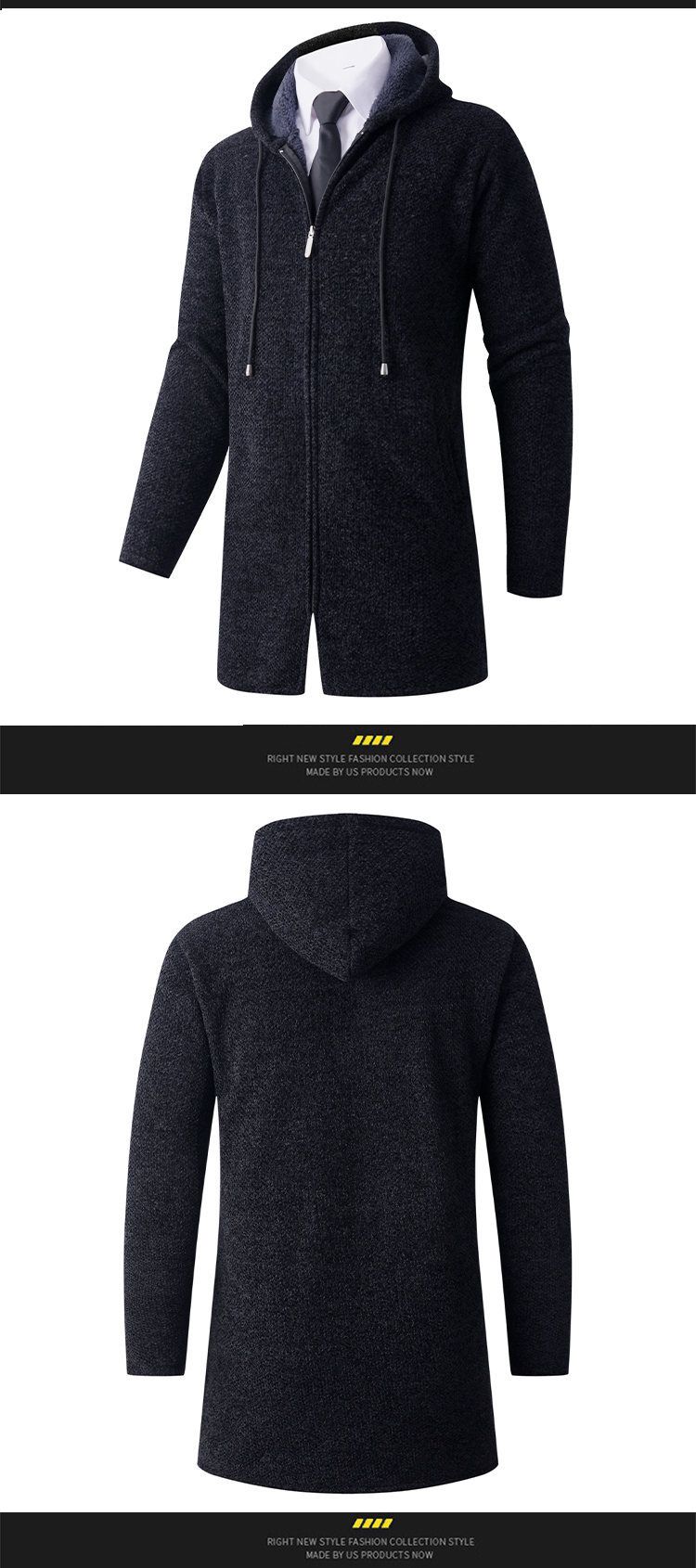 Cardigan invernale da uomo con cappuccio e fodera in pile, maglione spesso e caldo a maniche lunghe per abbigliamento casual._voghion.com