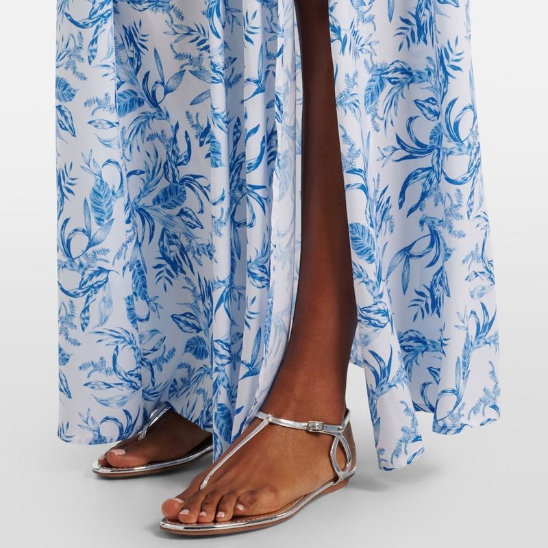 Maillot de bain une pièce bleu à fleurs pour femme – Design frais aux épaules, style européen et américain_voghion.com