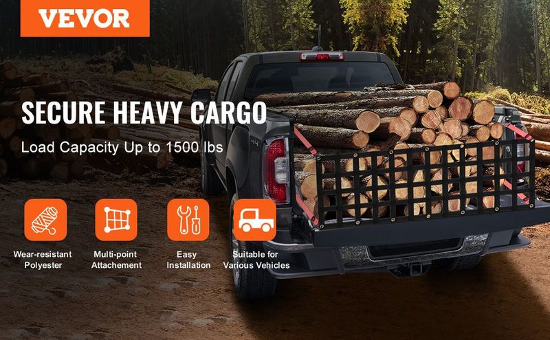 VEVOR Tailgate Net Pickup Truck Tailgate Net 54" X 18" Adjustable For Trucks_voghion.com