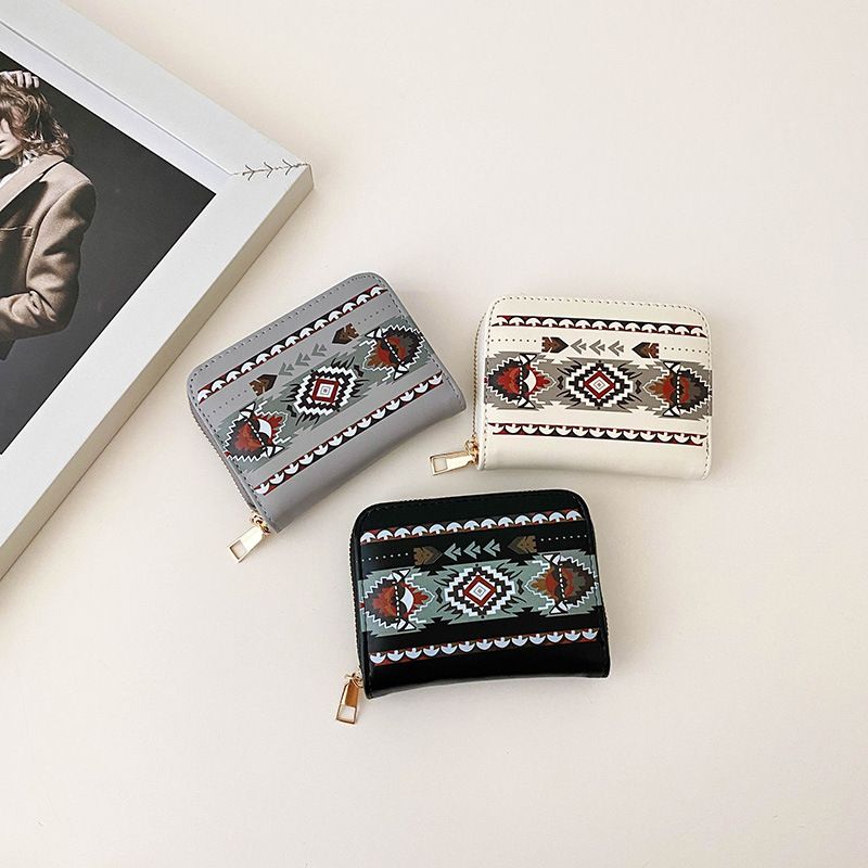 Torby damskie Nowa krótka damska portmonetka w stylu nadrukowanej torby do przechowywania Duża pojemność z wieloma przegródkami na karty Mini torba na karty_voghion.com