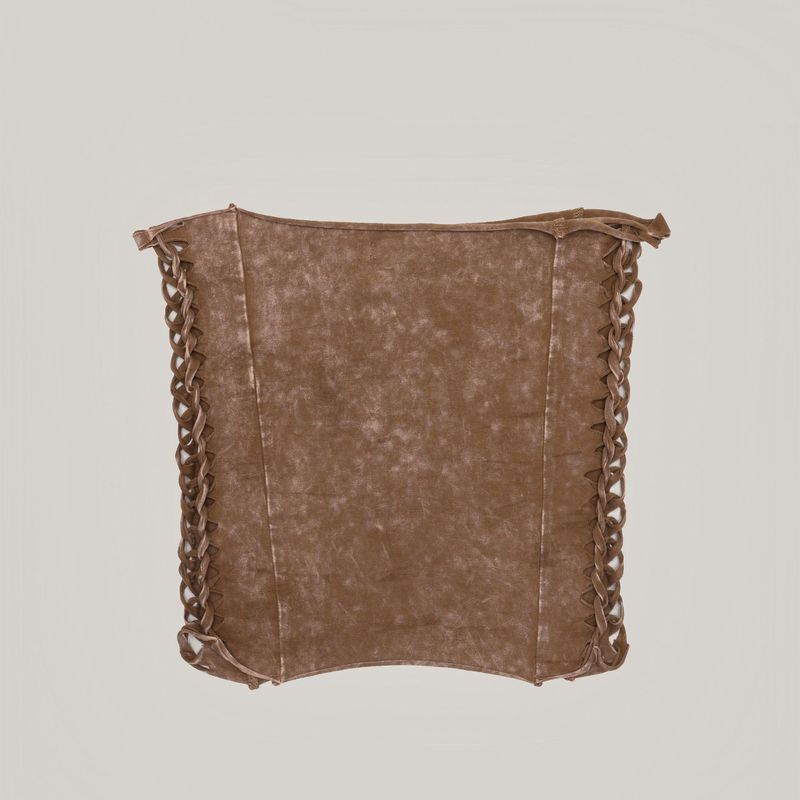 Top corto bandeau vintage tejido a mano con efecto desgastado - Ropa urbana bohemia de mezclilla desgastada para mujer_voghion.com