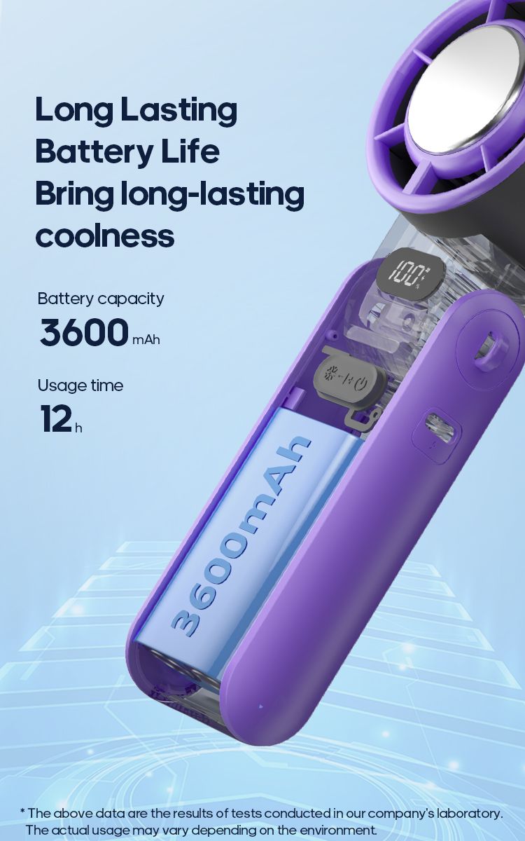 KINSCOTER Outdoor Foldable Portable Hdheld Mini Cooling Rechargeable 3600mAh 100-level Free Control High Speed Turbo_voghion.com