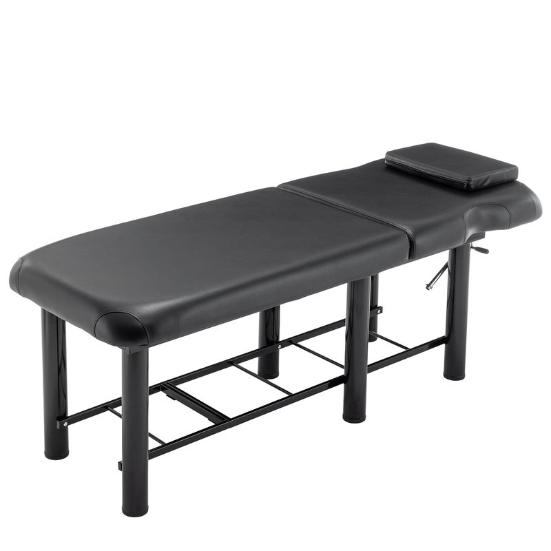 Professioanl Massage Table , Backrest Adjustable, Removable Headrest, Bottom Shelf Storage , Memory Foam Layer Salon Bed,Black_voghion.com