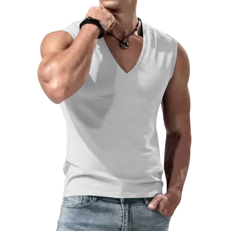 24 Gilet da uomo estivo, nuovo, tinta unita, ampio, con scollo a V, stile semplice e casual_voghion.com
