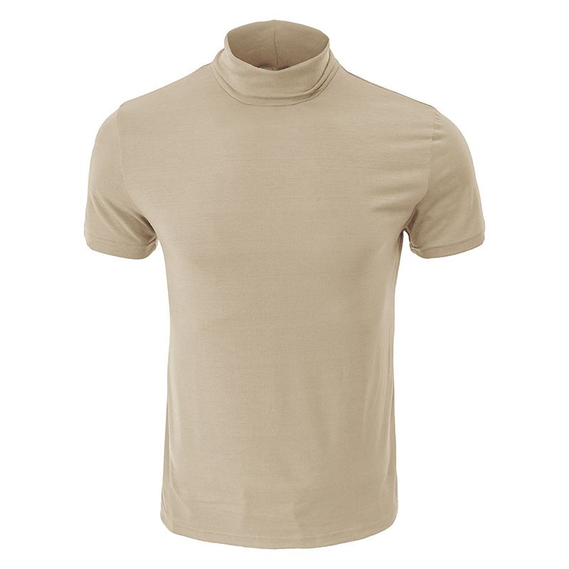 Suitable For All Seasons 2025 Summer High Neck Base Layer Short Sleeve Inner Wear Top Men's T-Shirt_voghion.com