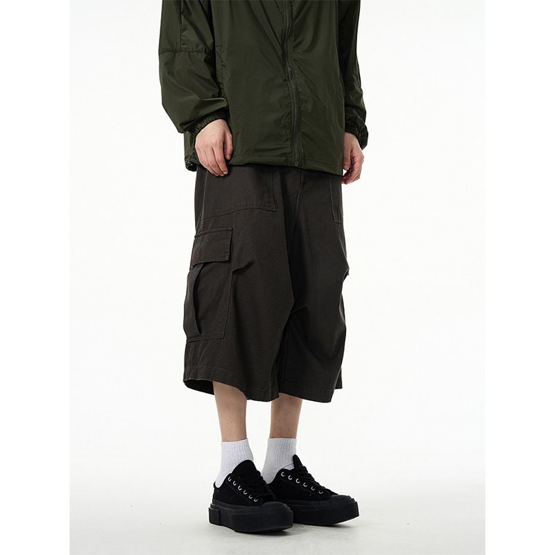 Premium Products Cleanfit Shorts With Multiple Pockets And Seven Quarter Length Pants For Men, American Style Loose, High-end, Wide Leg_voghion.com