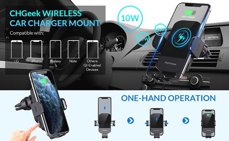 Car mobile phone holder 15W car wireless charger three axis linkage automatic induction clamping metal  clamp_voghion.com