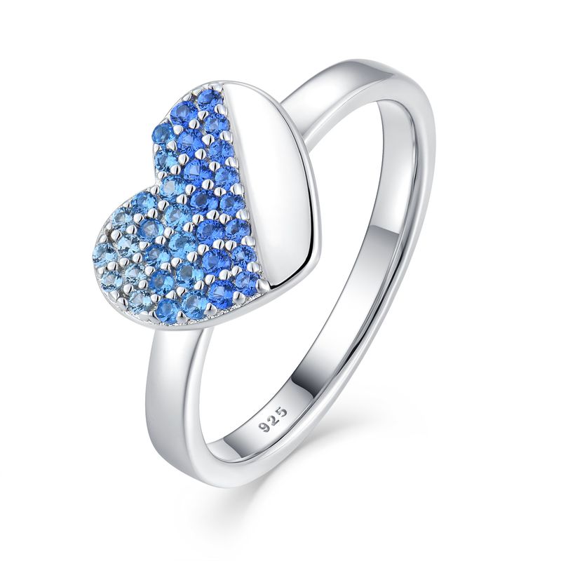 S Three Piece Set Inlaid Zircon Love Ring Earring Necklace Sier Jewelry_voghion.com