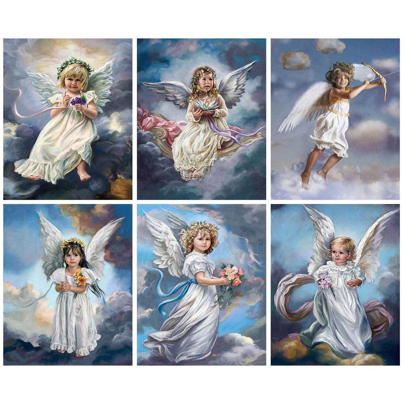 PhotoCustom 40×50CM malování podle čísel ručně vyráběné dekorativní obrazy roztomilý anděl digitální portrét domácí dekorace personalizovaný dárek_voghion.com