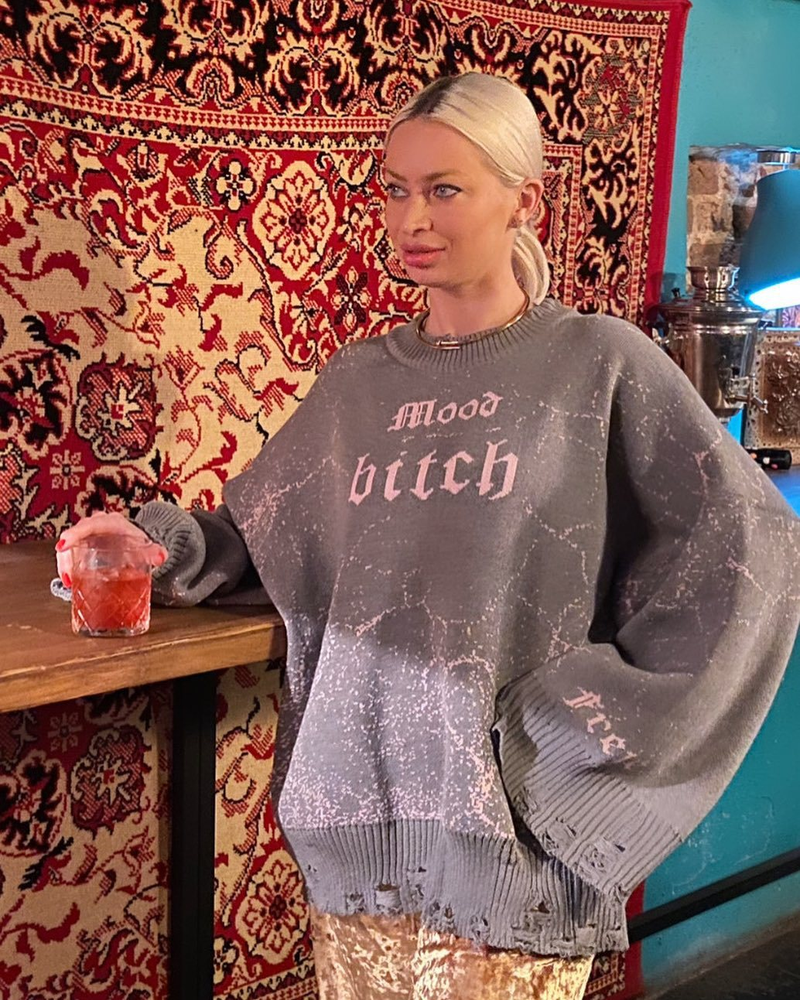 Lazy pullover sweater for women in autumn and winter street versatile loose letter embroidery personalized tattered woolen long sleeves_voghion.com
