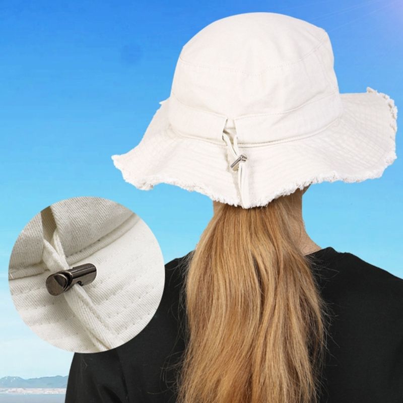 Modischer Fischerhut für den Außenbereich, mehrere Farben zur Auswahl, ausgefranster Entwurf, Sommer, sonnenfest, Fischerhut für Erwachsene_voghion.com