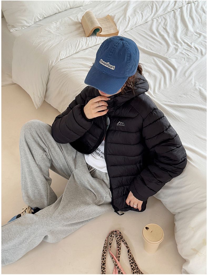 Women's Lightweight Hooded Puffer Jacket - Winter Warm Coat With Softshell Fabric, Slim Fit Zip-Up Outerwear For Casual & Commuting_voghion.com