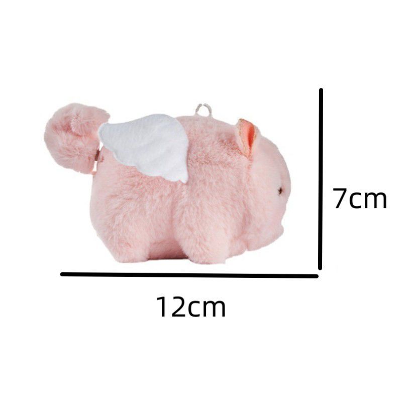 Ciondolo adorabile a forma di maialino volante di peluche, perfetto come ornamento per chiavi di auto per bambine, con ali e coda vibranti._voghion.com
