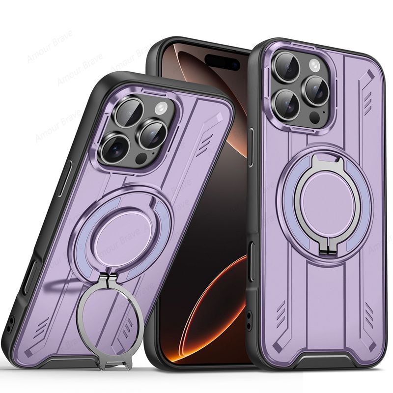 Custodia con supporto in metallo per auto con rotazione a 360° per iPhone 16, 15, 14 Plus, 13, 12, 11 Pro Max, con ricarica wireless magnetica._voghion.com