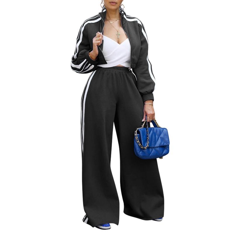 Streetwise Stripe Zip-Up Jacket & Jogger Set - Edgy Athleisure For Urban Explorers (S-XXL, Grey/Black/Red/Blue)_voghion.com