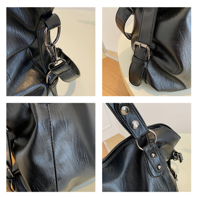 Big Black Shoulder Bags for Women Large Hobo Shopper Bag Solid Color Quality Soft Leather Crossbody Handbag Lady Travel Tote Bag_voghion.com