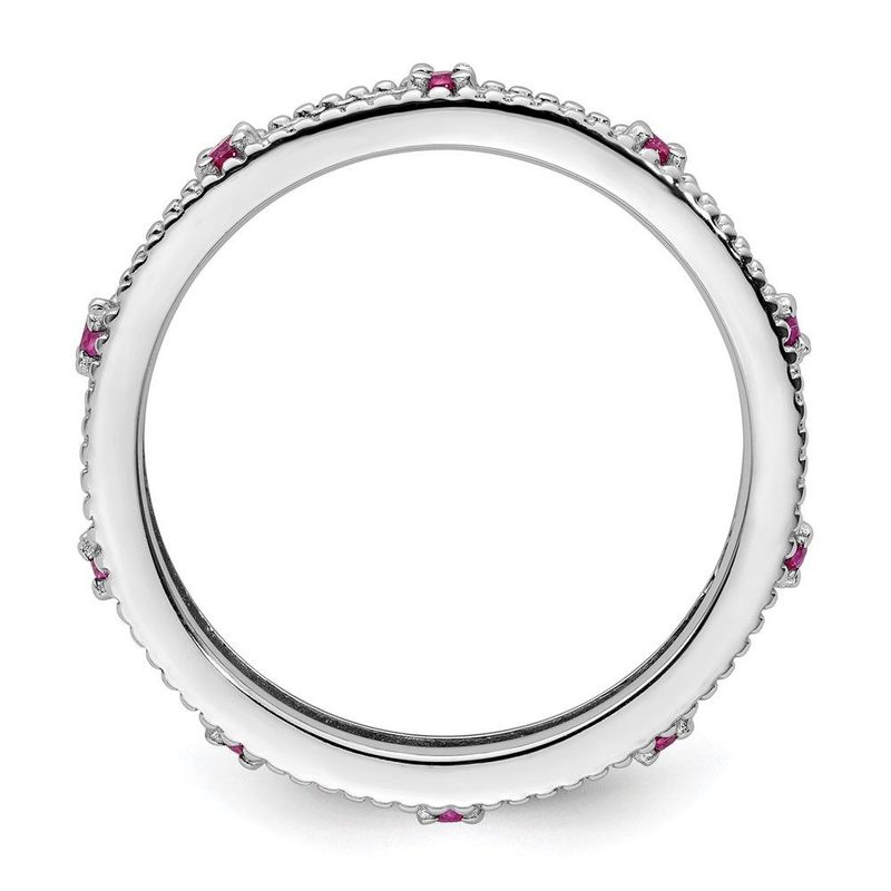 Sterling Silver Stackable Expressions Created Ruby Ring_voghion.com