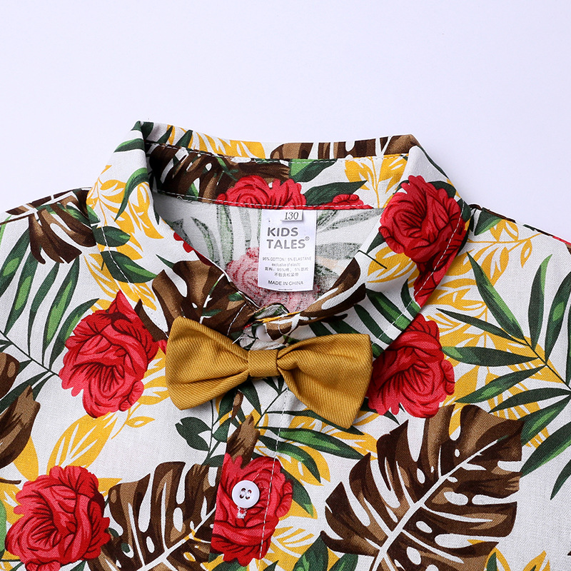 Mother&Kids Completo estivo per bambini Camicia a maniche corte stampata per ragazzi Set di due pezzi_voghion.com