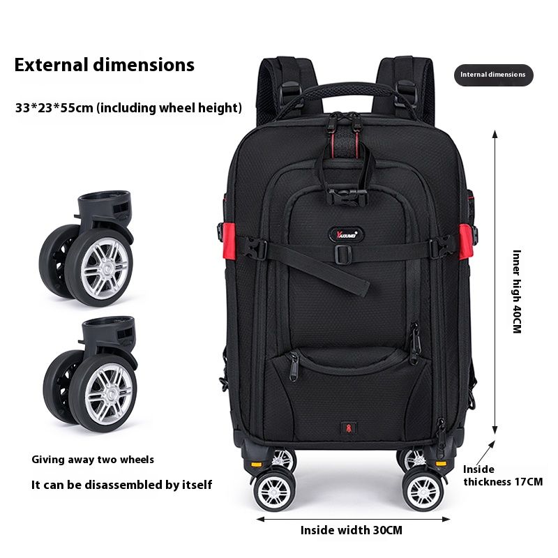 Camera Bag Waterproof Professional DSLR Suitcase Bag Video Photo Digital Camera Trolley Backpack On Wheels_voghion.com