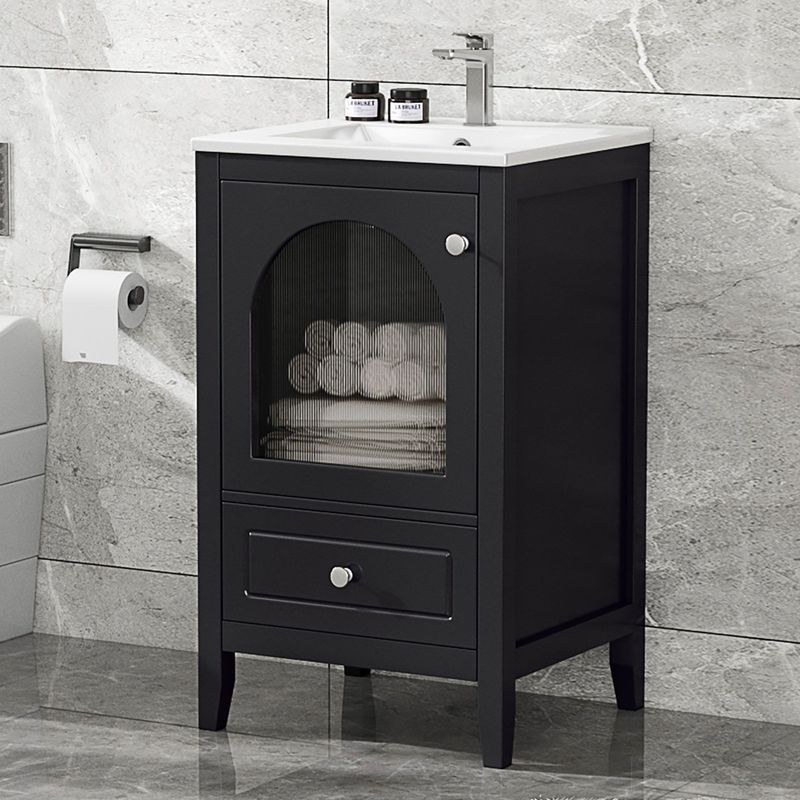 20" Bathroom Vanity With Sink, Bathroom Cabinet With Soft Closing Glass Door, A Drawer_voghion.com