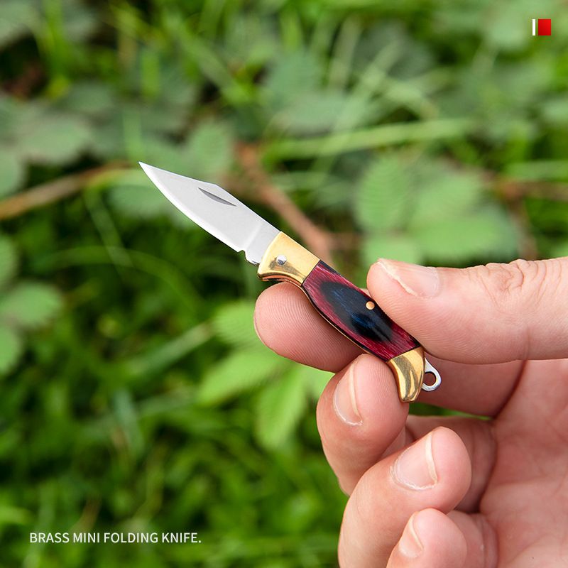 【Pocket Knife】Mini Folding Legal Small Brass Keychain Unboxing Knife_voghion.com