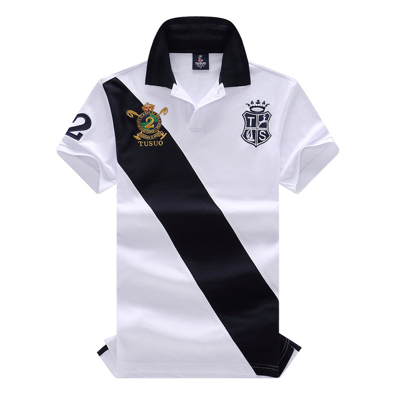 Neu Kurzarm-Poloshirt für Herren Leichter Luxus Royal Freizeit Sport Große Größe Reine Baumwolle Stickerei Farbblock_voghion.com