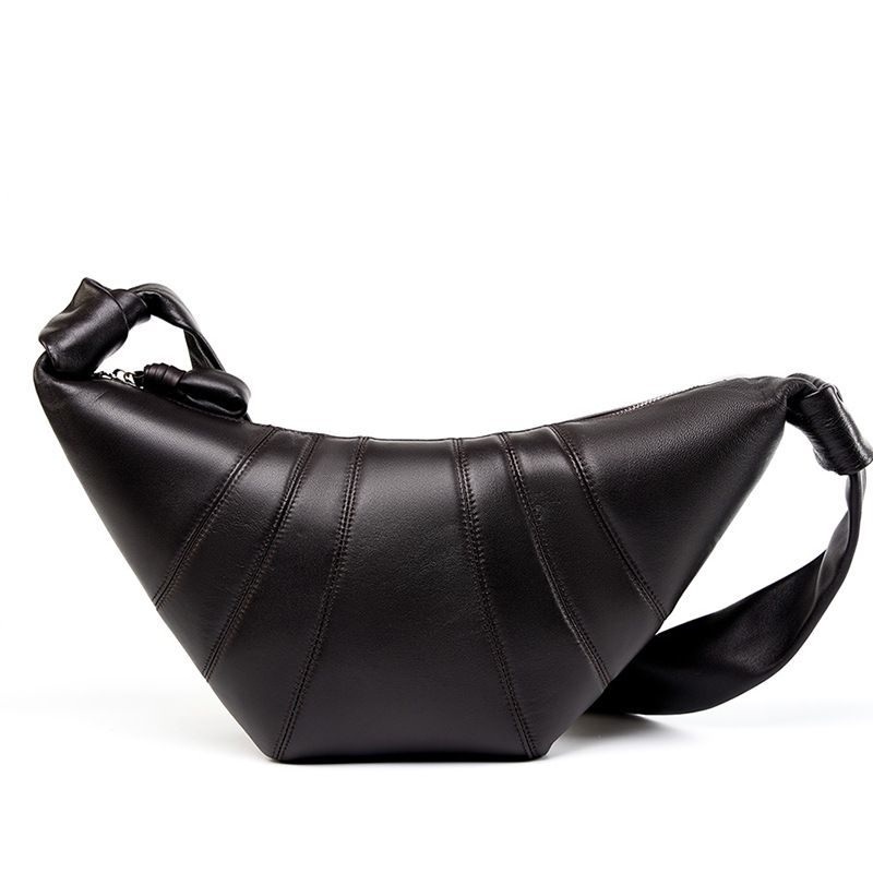 Borsa a tracolla in vera pelle di pecora stile francese Niche, con tracolla a forma di croissant, per donna_voghion.com