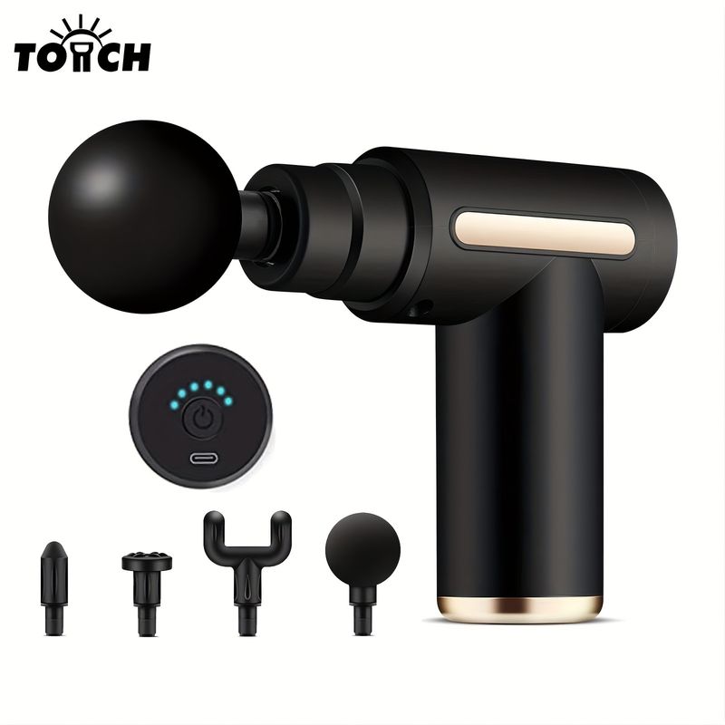 Pistolet de massage à percussion musculaire, masseur de tissus profonds portatif rechargeable de type C pour soulager les douleurs du cou et du dos_voghion.com
