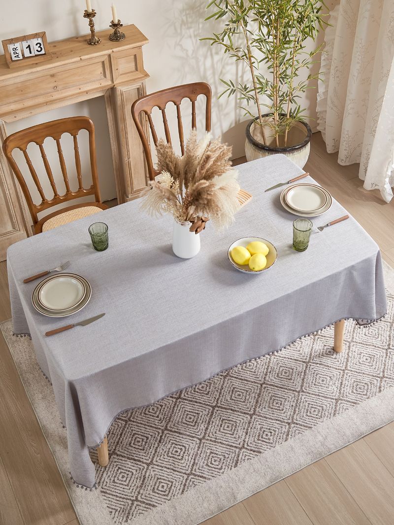 Polyester-Tischdecke im skandinavischen Stil – weich strukturierte, staubdichte und rutschfeste Abdeckung für Ess- und Couchtische (80 % Polyester, 20 % Mischgewebe)_voghion.com