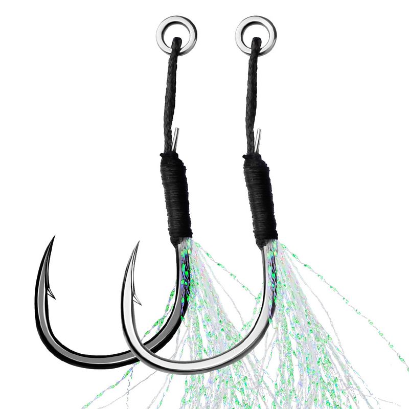 Lure Sea Jig Single Tying Bright Silk Feather Boat Heavy Duty Line Hook Bulk Fishing Gear_voghion.com