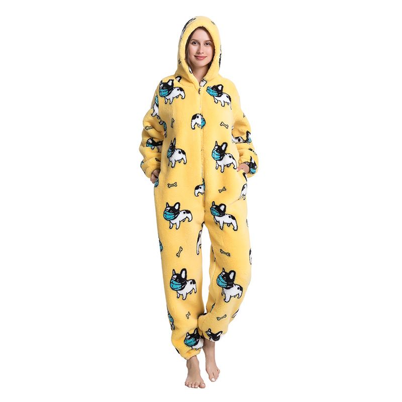 Cartoon Tier Pyjamas Niedlich Verdickt Unisex Paar Neue Flanell Homewear Einhorn Erwachsene Onesie_voghion.com