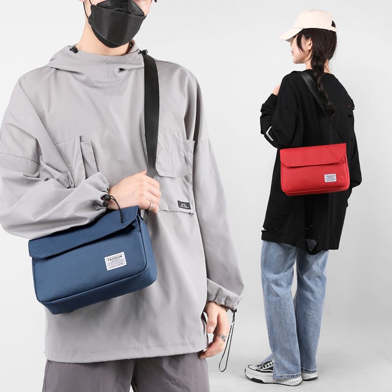 Borsa a tracolla da uomo, versione orizzontale, con patta, stile coreano, semplice, con stampa_voghion.com