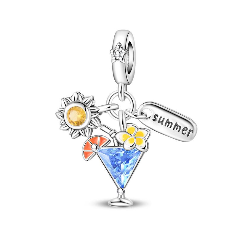 Women's Jewelry Travel Style Summer Cocktail Bag Charm Beads DIY Jewelry Accessories Bracelet Copper Plated Silver_voghion.com