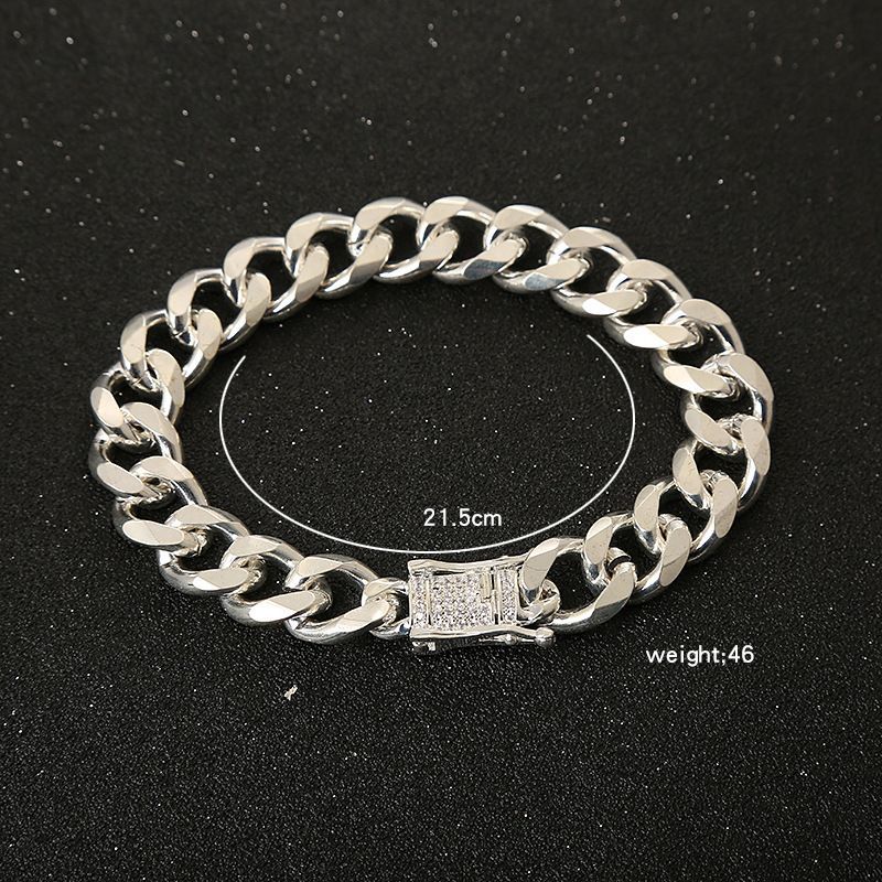 Trendy Personality Herren Cool Hip-Hop-Accessoires Big Gold Intarsien mit Dias Cuban Chain Armband Halskette_voghion.com