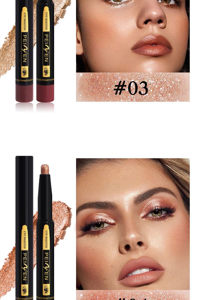 Ombretto Penifen Lazy Eye Shadow Stick Box Penna per ombretto in metallo con paillettes perlate Penna per ombretto lucida a baco da seta multiuso_voghion.com