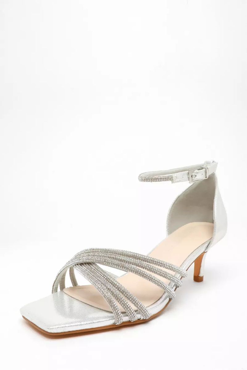 Fashion diamond strap sandals small short heels open toe small square head high heels sandals_voghion.com
