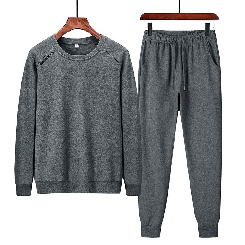 Sweat à capuche printemps-automne en pur coton pour homme, ensemble deux pièces haut de gamme pour la course et les loisirs_voghion.com