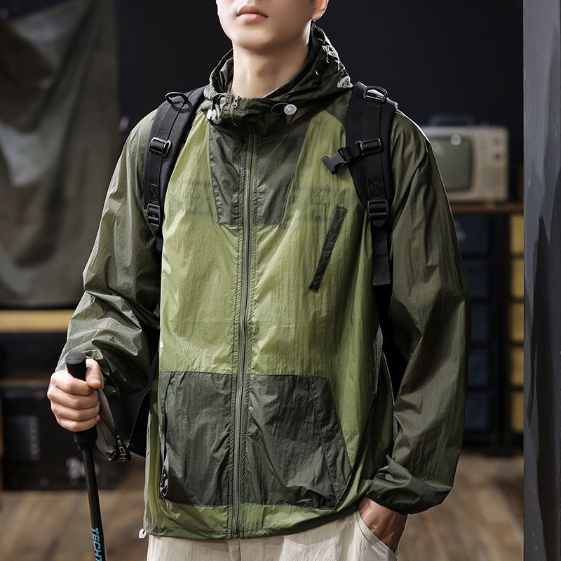 Unschlagbare Qualität UPF50 + ultradünne wasserdichte Sommer-Outdoor-Eisseide Cool Skin für Herren-Sonnenschutzkleidung Dünne Jacke_voghion.com
