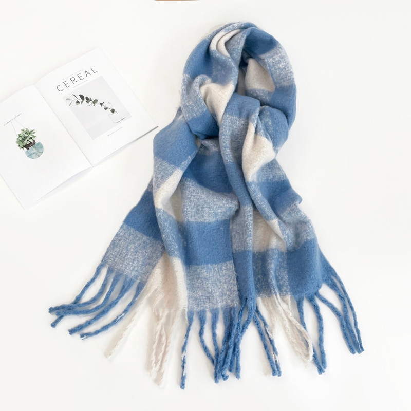 Cachecol de caxemira sintética feminino, moda feminina, xadrez colorido, estola, inverno, lenço para áreas externas, 210*40 cm_voghion.com