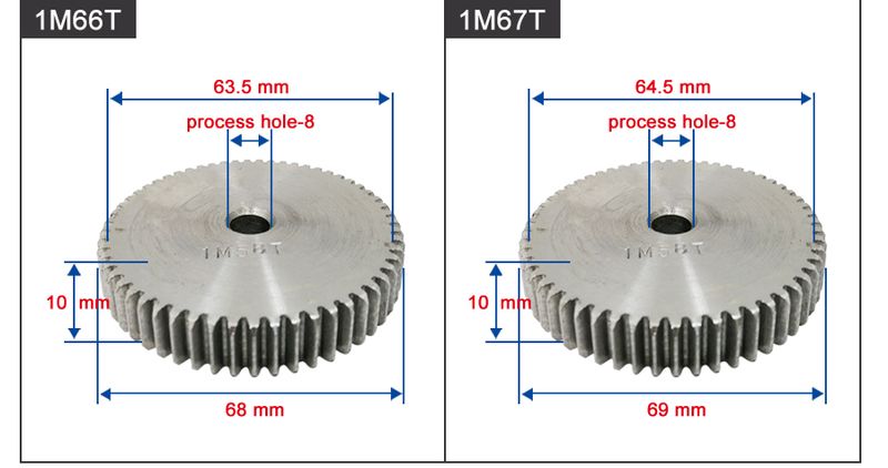 1 Stück Stirnradgetriebe 1M60/61/62/63/64/65/66/67T Grobloch 8mm Rad 45# Kohlenstoffstahl Material Motorgetriebe Gesamthöhe 10mm_voghion.com