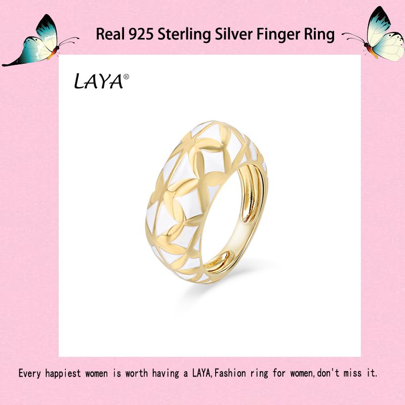 LAYA Sterling Sier Fashion Semplice Solido Geometria Design Colore Smalto Anello Per Le Donne Feste Alta Qualità Classico_voghion.com