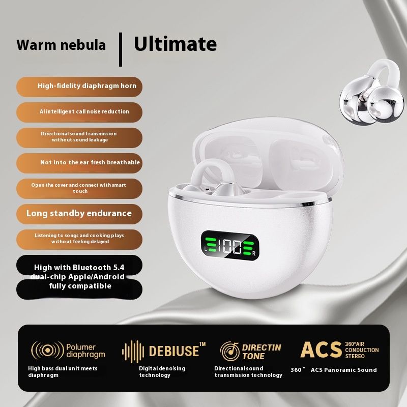 2025 New M79 Open Air Bone Conduction Bluetooth Wireless Clip On Long Range Noise Cancelling Earphone_voghion.com