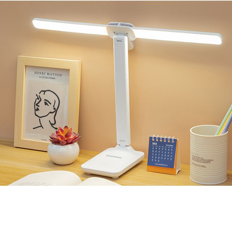 Faltbare LED-Schreibtischlampe mit USB-Aufladung, 360° verstellbarem Doppelkopf, Touch-Steuerung und Augenschutz, Helligkeit der Klasse AA, 90+ CRI, EU-CE-zertifiziert_voghion.com