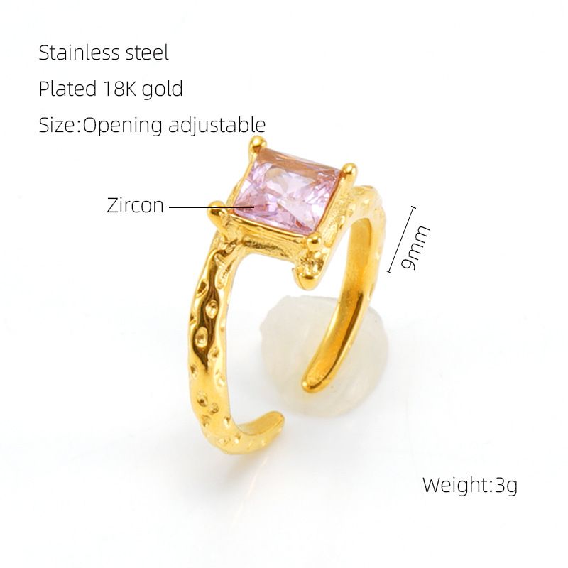 Anello aperto regolabile in acciaio al titanio con pietra di luna, personalità hip-hop, linee geometriche irregolari, per donna_voghion.com