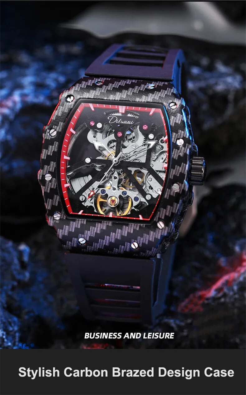 Männer Skelett Automatik Mechanische Tourbillon Skelett Vintage Tonneau Zifferblatt Herren es Top Luxus_voghion.com