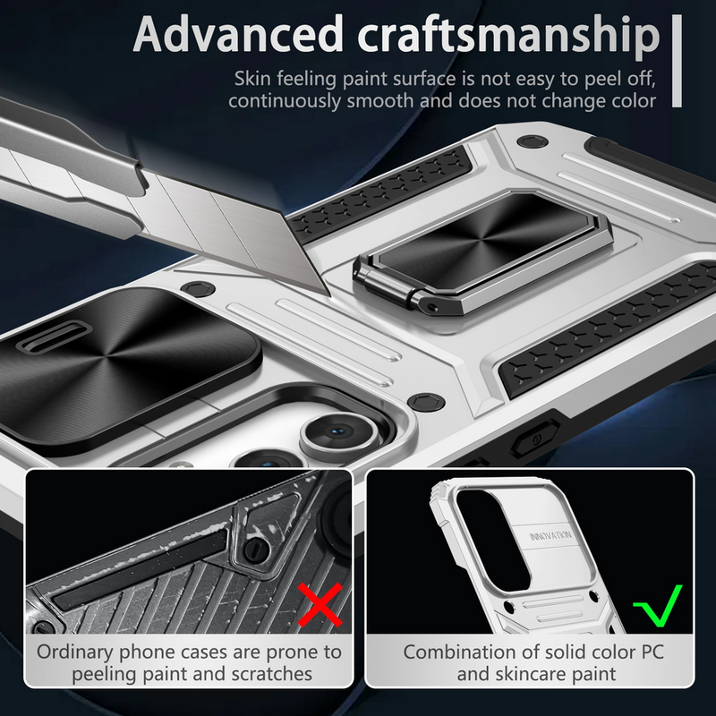 Nuimamas Push-Pull fotoaparato apsauginis dėklas, skirtas Samsung A54 A34 A14 Galaxy A23 A33 A13 A04S M13 M23 metalinis žiedinis automobilio laikiklis_voghion.com