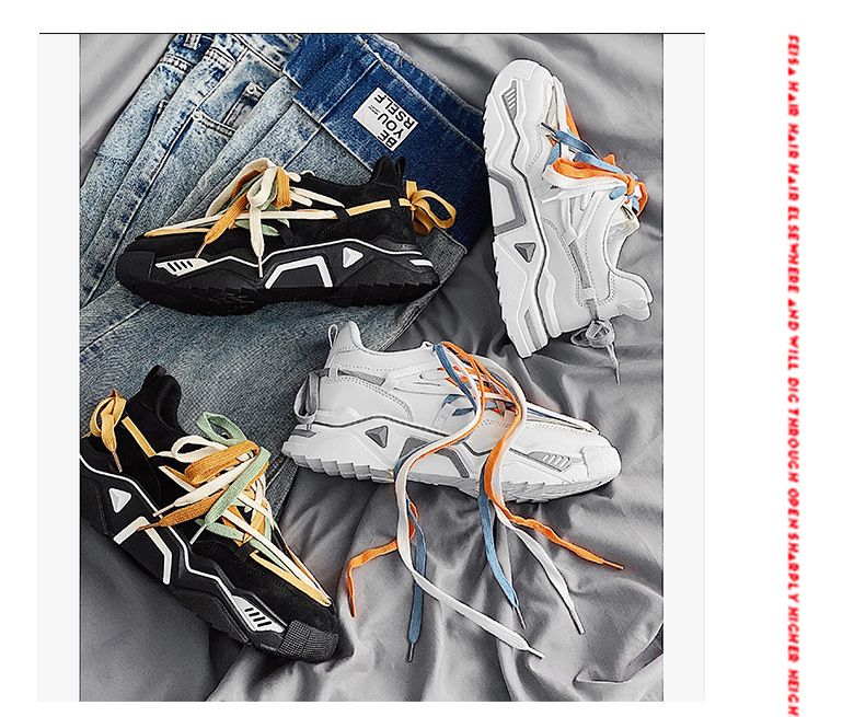 Scarpe casual da uomo alla moda, sportive, alla moda, con lacci irregolari mimetici, stile coreano, primavera e autunno 2024_voghion.com